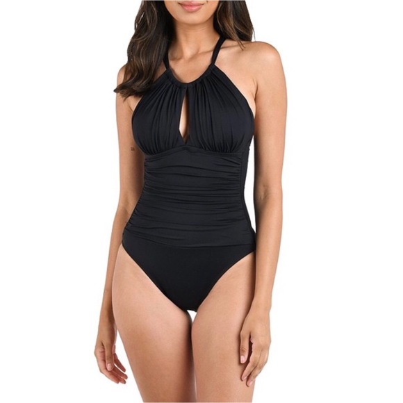 La Blanca Other - La Blanca One Piece Swimsuit Black Island Goddess Convertible High Neck Size 4